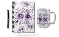 Small Spiral Notebook, 6x8in-Soft Purple-Floral Stencil-White