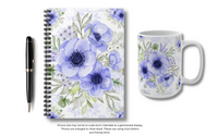 Coffee Mug 15oz-Soft Blue Floral-Soft Blue Stencil-White