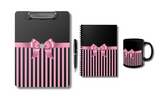 Clipboard-Glam Pink Bow-Pink Black Pinstripes-Black