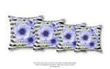 Square Pillow-Soft Blue Floral-Black Horizontal Stripes-White