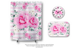 Shower Curtains-Magenta Pink Floral-Pink Horizontal Stripes-White