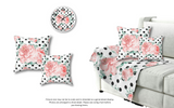 Wall Clock-Lush Pink Floral-Black Polka Dots-White