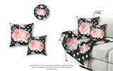 Wall Clock-Lush Pink Floral-White Polka Dots-Black