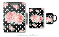 Clipboard-Lush Pink Floral-White Polka Dots-Black