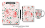 Clipboard-Lush Pink Floral-White Polka Dots-Pink