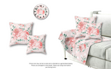 Square Pillow-Lush Pink Floral-White Polka Dots-Pink