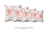 Square Pillow-Lush Pink Floral-White Polka Dots-Pink