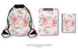 Drawstring Bag-Lush Pink Floral-White Polka Dots-Pink
