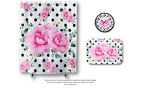 Shower Curtains-Magenta Pink Floral-Black Polka Dots-White