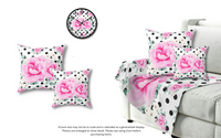 Wall Clock-Magenta Pink Floral-Black Polka Dots-White