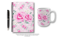 Coffee Mug 15oz-Magenta Pink Floral-White Polka Dots-Pink