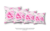 Square Pillow-Magenta Pink Floral-White Polka Dots-Pink