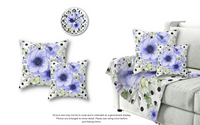 Wall Clock-Soft Blue Floral-Black Polka Dots-White