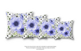 Square Pillow-Soft Blue Floral-Black Polka Dots-White