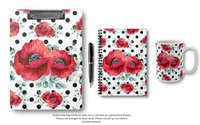 Small Spiral Notebook, 6x8in-Rouge Red Floral-Black Polka Dots-White