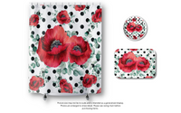 Bath Mat-Rouge Red Floral-Black Polka Dots-White