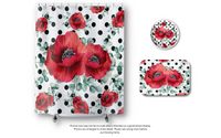 Shower Curtains-Rouge Red Floral-Black Polka Dots-White