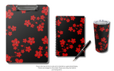 Red Floral Blossoms Black
