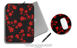 Mouse Pad-Red Floral Blossoms-Black