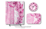 Wall Clock-Pink Butterfly Duo-White