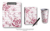Tumbler 20oz-Soft Pink Floral Mauve-Horizontal Stripes-White