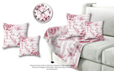 Wall Clock-Soft Pink Floral Mauve-Horizontal Stripes-White