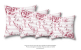 Square Pillow-Soft Pink Floral Mauve-Horizontal Stripes-White