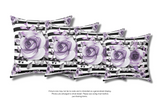 Square Pillow-Soft Purple Floral-Black Horizontal Stripes-White