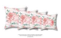 Square Pillow-Lush Pink Floral-Pink Horizontal Stripes-White