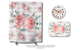 Bath Mat-Lush Pink Floral-Pink Horizontal Stripes-White