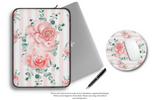 Mouse Pad-Lush Pink Floral-Pink Horizontal Stripes-White